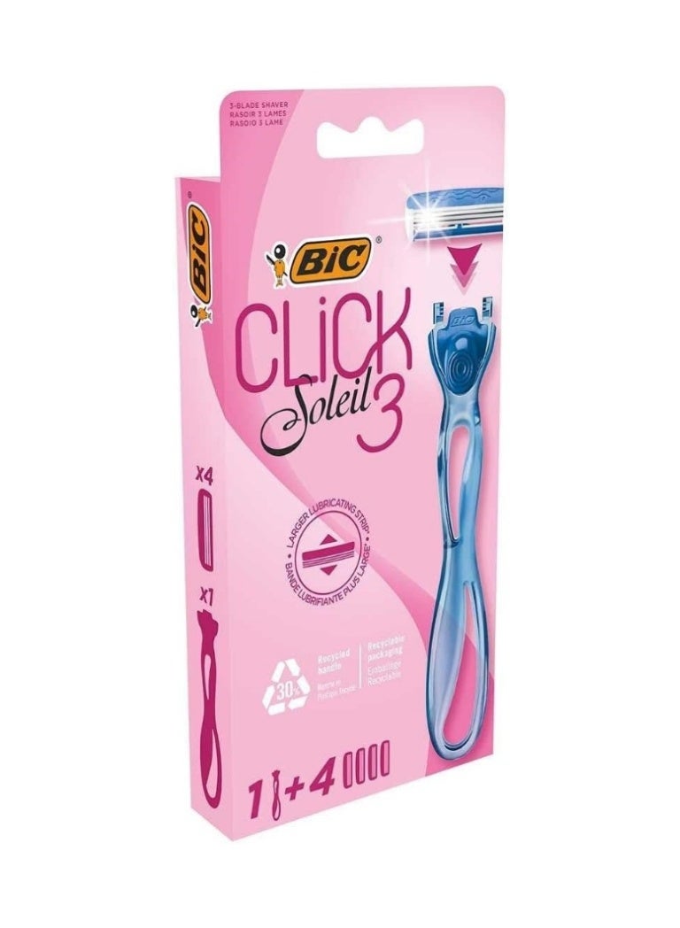 Bic Click Soleil 3 Women's Razor Set: 3 Blades + 4 Replacements - Image 2