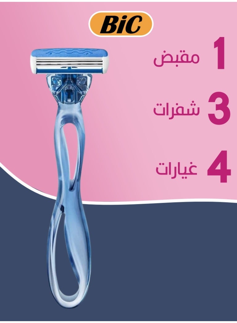 Bic Click Soleil 3 Women's Razor Set: 3 Blades + 4 Replacements - Image 3