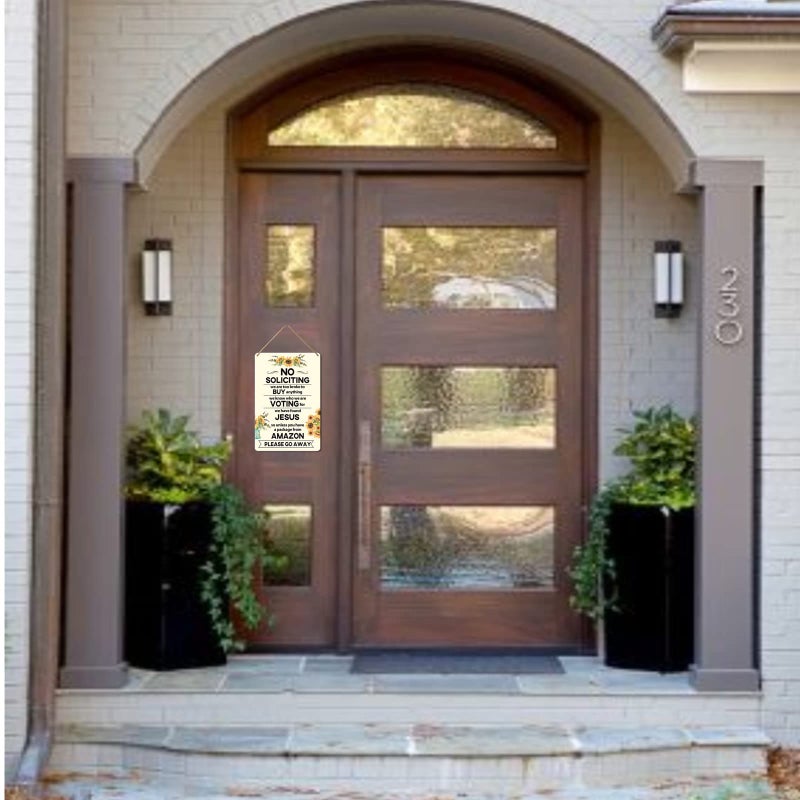 CWEIDP No Soliciting Sign For House Funny No Soliciting Signs For Home Sunflower Front Door Sign Hanging Wall Decoration Please Go Away Door Sign For Office 8?12 Inch - Image 4