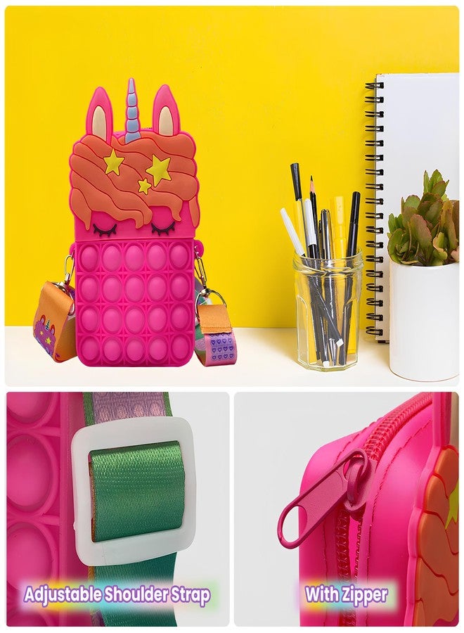 Vaayu Pop It Bag for Girls - 1Pc Pink Unicorn sling Bags for Girls Kids Sling Bags for Girls - Small size (Pink) - Image 3