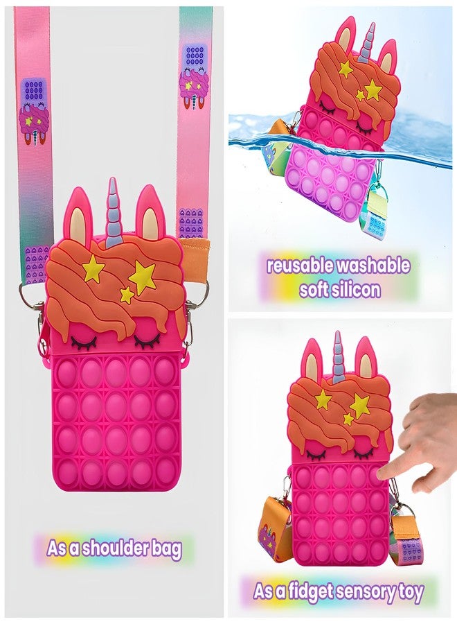 Vaayu Pop It Bag for Girls - 1Pc Pink Unicorn sling Bags for Girls Kids Sling Bags for Girls - Small size (Pink) - Image 4