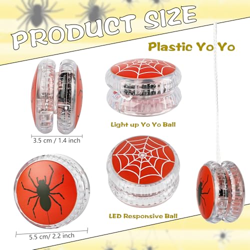 Drayear 30 Pack Led Light up Yo Yo Novelty Spider Yo Yo Ball Plastic Light up Responsive Ball for Kids Birthday Spider Theme Party Goodie Bag Fillers Classroom Rewards 6 Styles - Image 5
