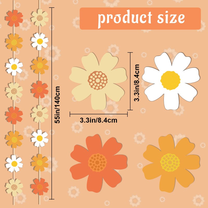 RTHPY Daisy Groovy Boho Party Hanging Banners and Retro Hippie Party Supplies Decorations Daisy Paper Cutouts for One Two Groovy Themed Baby Girl Birthday Decorations Party Home Classroom Favor Decor - Image 2