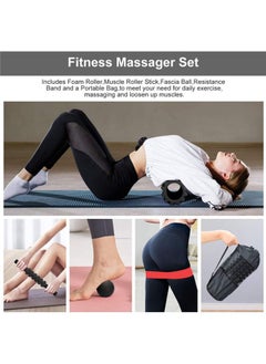 Hihonor 5 in 1 Foam Roller Set,Yoga Roller with Massage Ball and Massage Roller Stick for Deep Tissue Massage, Pain Relief of Back, Legs.Exercise Resistance Bands, Massage Ball and Carry Bag (Black)  - Image 4