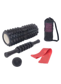 Hihonor 5 in 1 Foam Roller Set,Yoga Roller with Massage Ball and Massage Roller Stick for Deep Tissue Massage, Pain Relief of Back, Legs.Exercise Resistance Bands, Massage Ball and Carry Bag (Black)  - Image 1