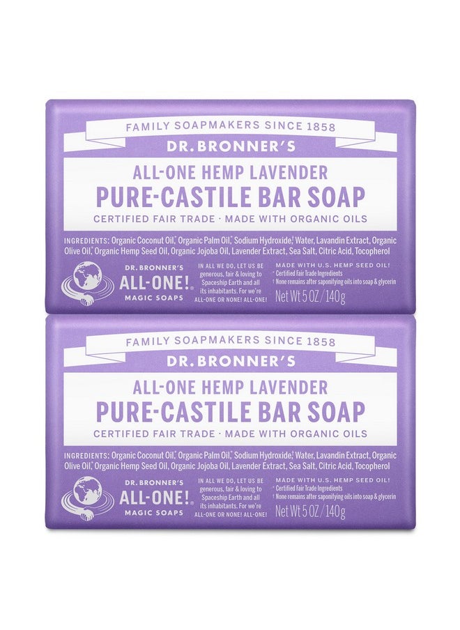 Dr. Bronner's Dr. Bronner's Pure-Castile Bar Soap - Made with Regenerative Certified Organic Oils - For Face, Body, Hair- Gentle on Sensitive Skin - All Natural Soap Bar for Men & Women - Lavender, 2 pack, 10oz  - Image 1