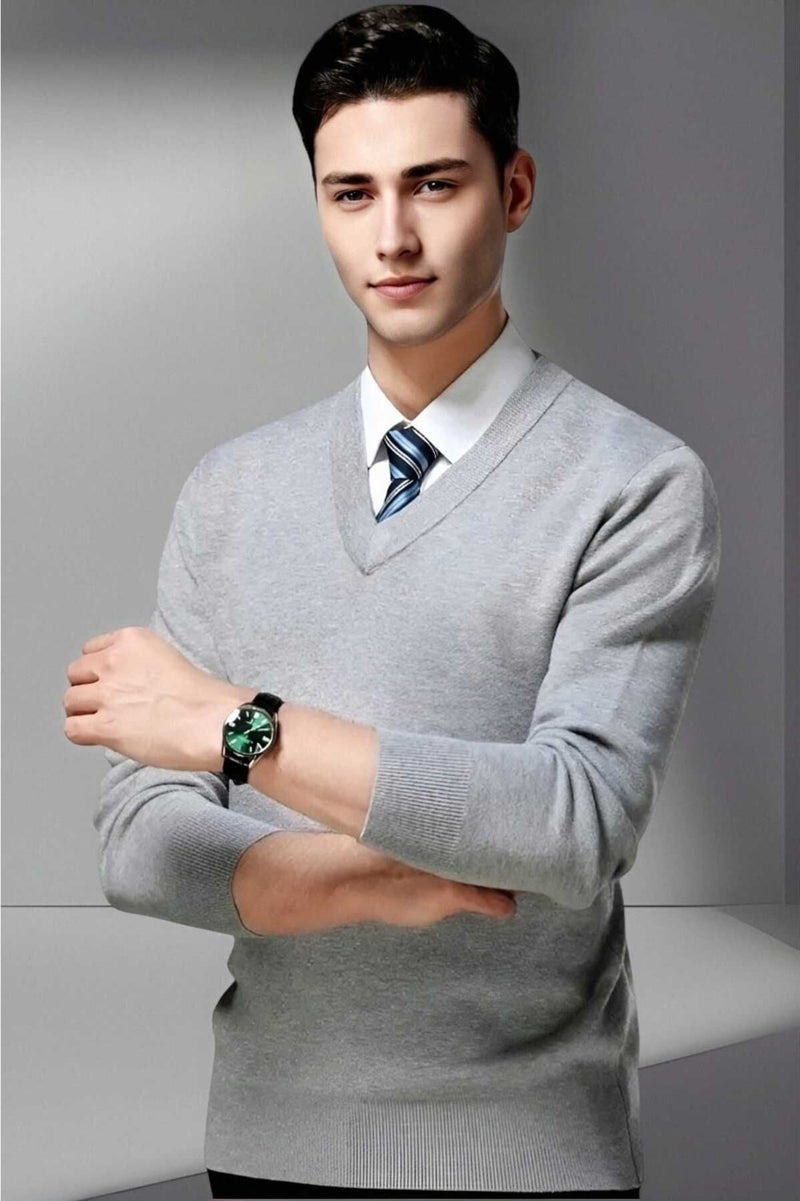 Tezzgelsin Men's V Neck Long Sleeve Knitwear Non-Pilling Sweater Men's Slim Fit Sweater  - Image 1
