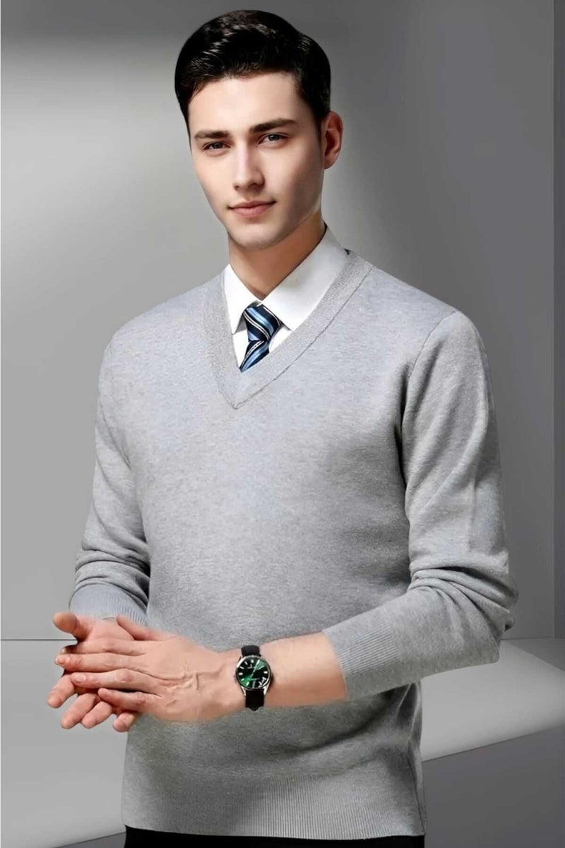 Tezzgelsin Men's V Neck Long Sleeve Knitwear Non-Pilling Sweater Men's Slim Fit Sweater  - Image 4