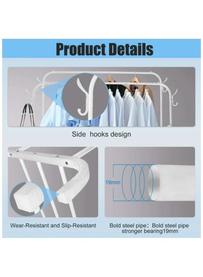 إيباسكت منظم ملابس وحامل معدني زوجى ب4خطاف مقاس(110x54x15سم) (لون ابيض) - Image 2