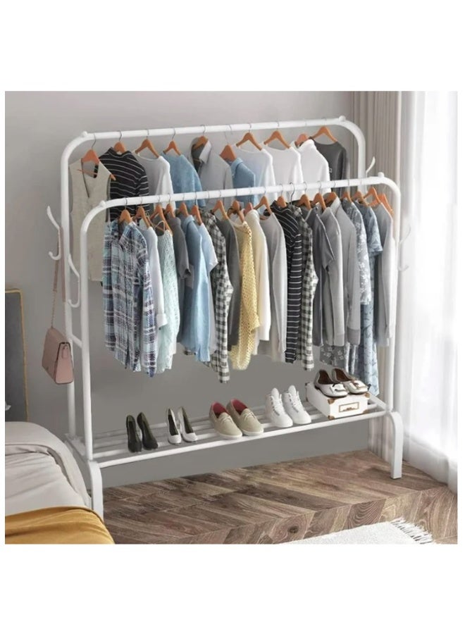 إيباسكت منظم ملابس وحامل معدني زوجى ب4خطاف مقاس(110x54x15سم) (لون ابيض) - Image 3