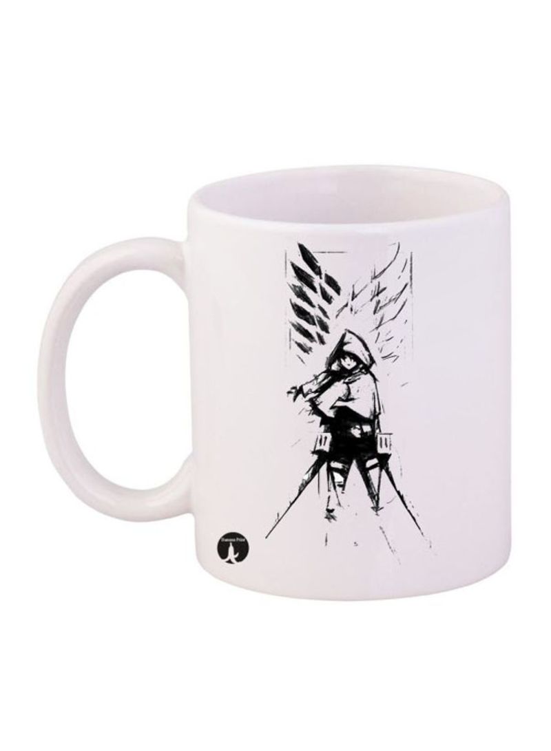 RKN Anime Attack On Titan Printed Mug White/Black 12ounce