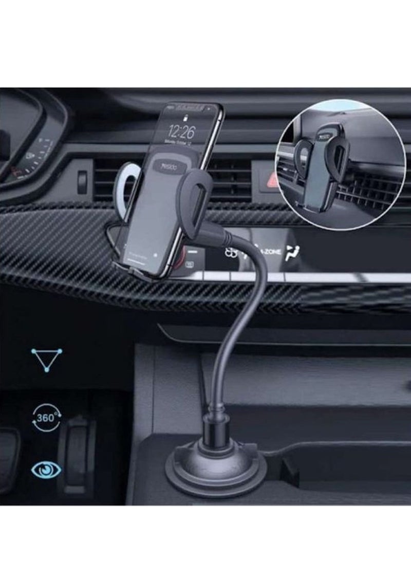 Yesido - C112 Universal Car Cup Holder with Long Flexible Gooseneck, 360° Rotation, Adjustable Base, and One-Hand Operation – Black - Image 1