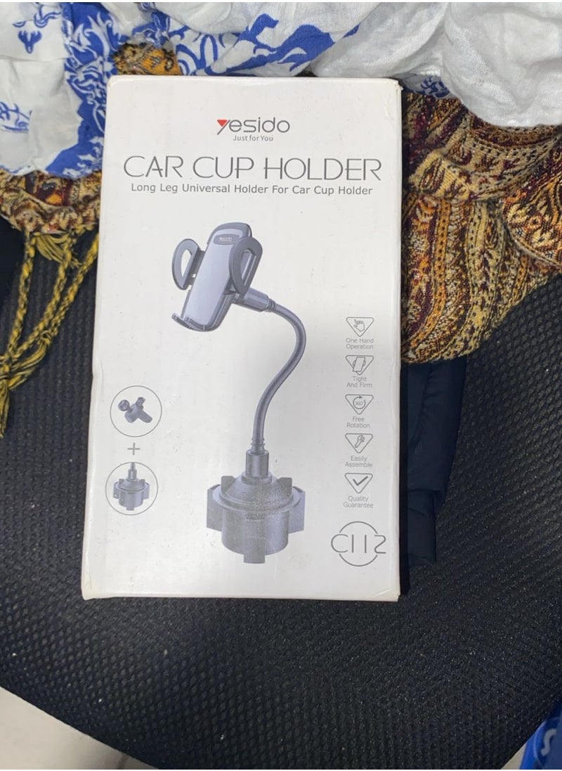 Yesido - C112 Universal Car Cup Holder with Long Flexible Gooseneck, 360° Rotation, Adjustable Base, and One-Hand Operation – Black - Image 1