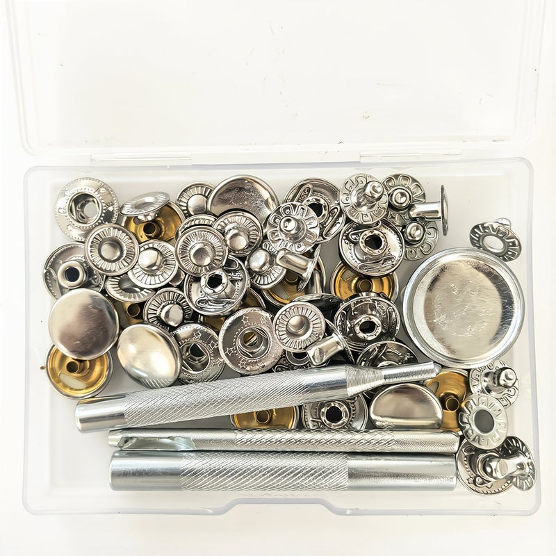 Premium No Loose 15mm Snap Buttons 12 Pcs Rust Proof Heavy Duty Long Lasting Repair Set - Image 1