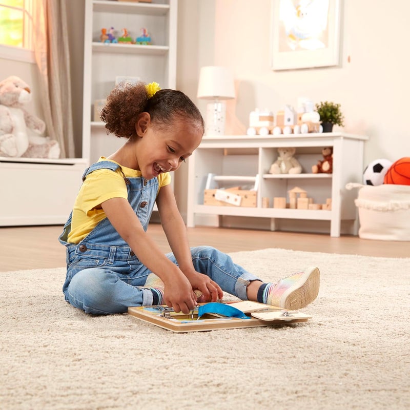 Melissa & Doug Locks & Latches Board – Wooden Activity Board with 6 Doors and Variety of Locks and Latches – Encourages Fine Motor Skills and Problem-Solving – Ages 3+ | MD9540 - Image 2