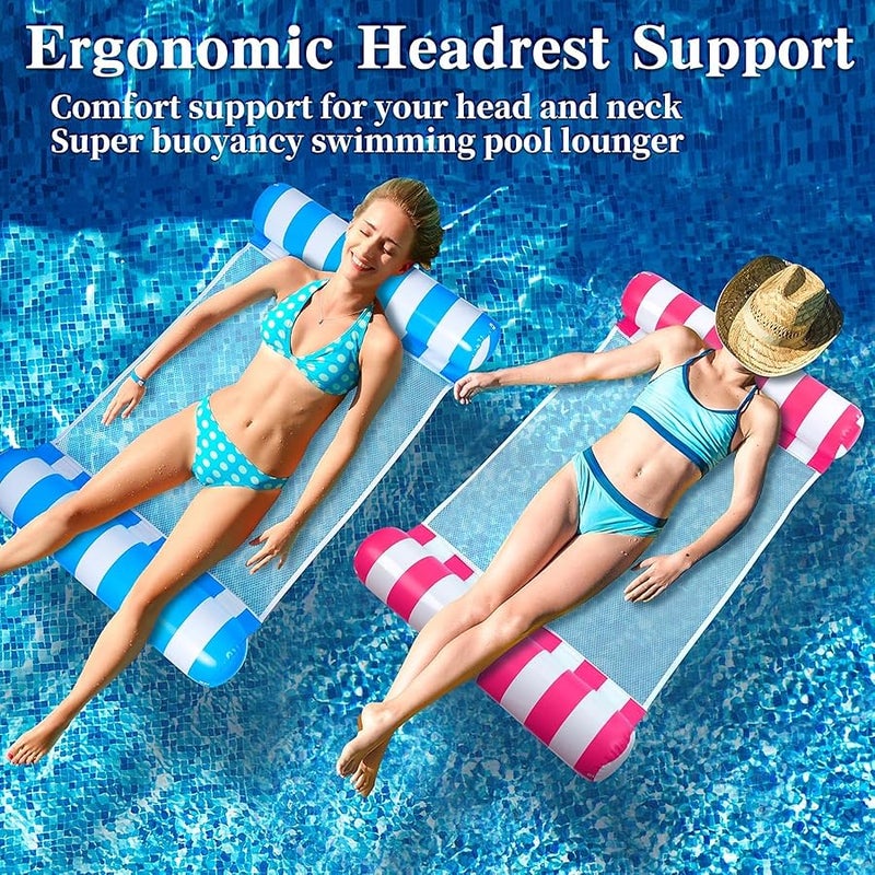 Auspicious Rain 3 Pack Upgrated Water Pool Floats, 4-in-1 (Hammock, Saddle, Lounge Chair, Drifter) Multi-Purpose Water Pool Float, Non-Stick PVC Material - Image 5