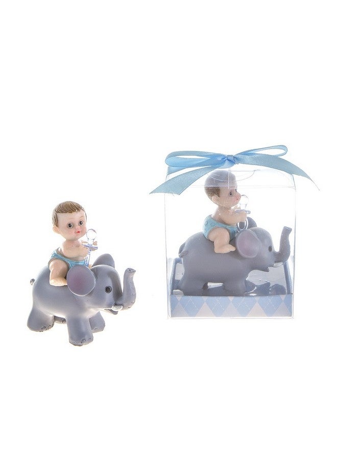 Lunaura Baby Keepsake Set Of 12 "Boy" Baby Holding Pacifier Sitting On Elephant Favors Blue - Image 2