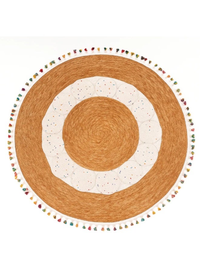 LINGWEI Hand Woven Jute Round Rug Farmhouse Natural Jute Braided Area Rug - Image 2