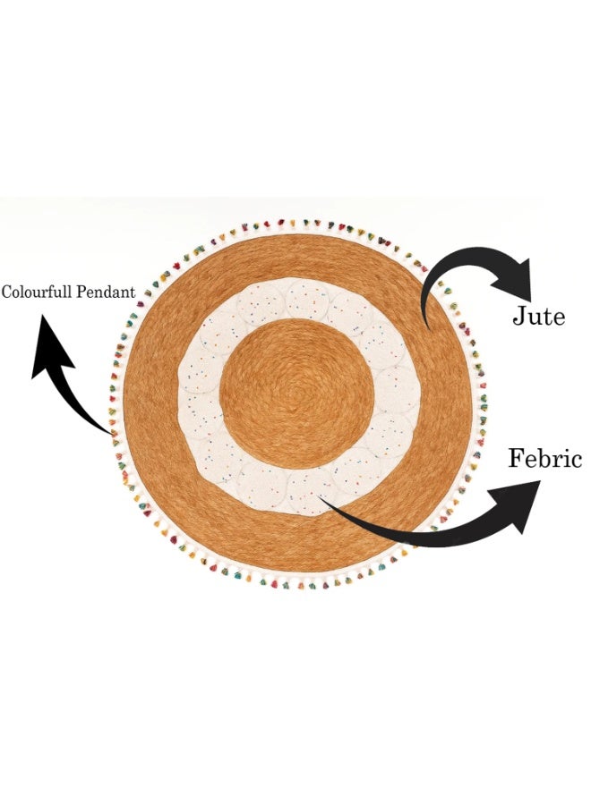 LINGWEI Hand Woven Jute Round Rug Farmhouse Natural Jute Braided Area Rug - Image 3