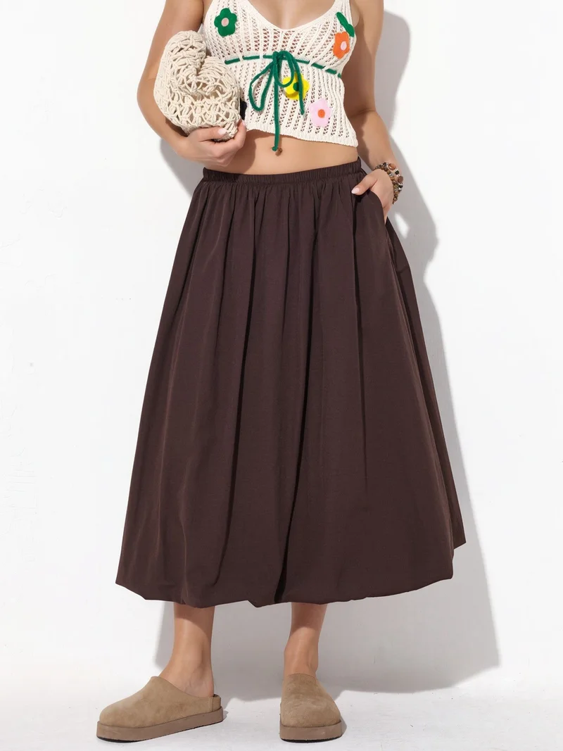 بوسيم BUSEM High-Waist A-Line Midi Skirt
