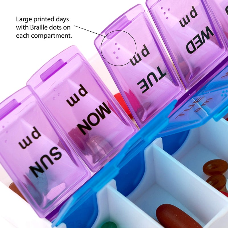 Deke Home - Pill Organizer 2 Times a Day (2 Pack), Weekly AM PM Pill Box, 7 Day Morning and Night Medicine Organizer, BPA-Free Daily Vitamin Container, Easy Open Travel Pill Case, 7.8"x3.6"x1.3" - Image 5