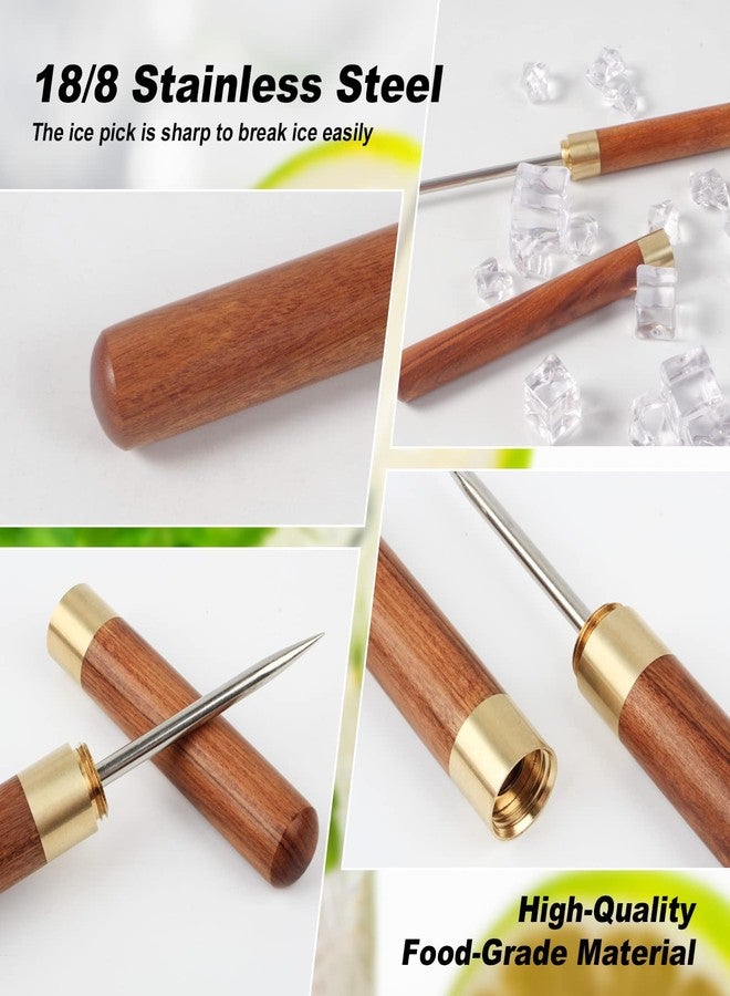 MEINV Ice Pick with Cover - 2 Pack Stainless Steel Ice Picks for Breaking Ice, Non-slip Wooden Handle Ice Pick Tool Easy to Grip, Ice Picks for Kitchen (Long) - Image 2