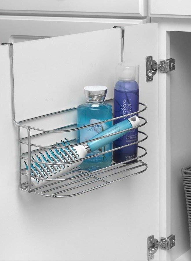 Spectrum Diversified Duo Over-the-Cabinet Towel Bar & Medium Basket, No Installation 2-in-1 Basket & Towel Bar, Under Sink Storage & Organization, Small, Chrome - Image 2