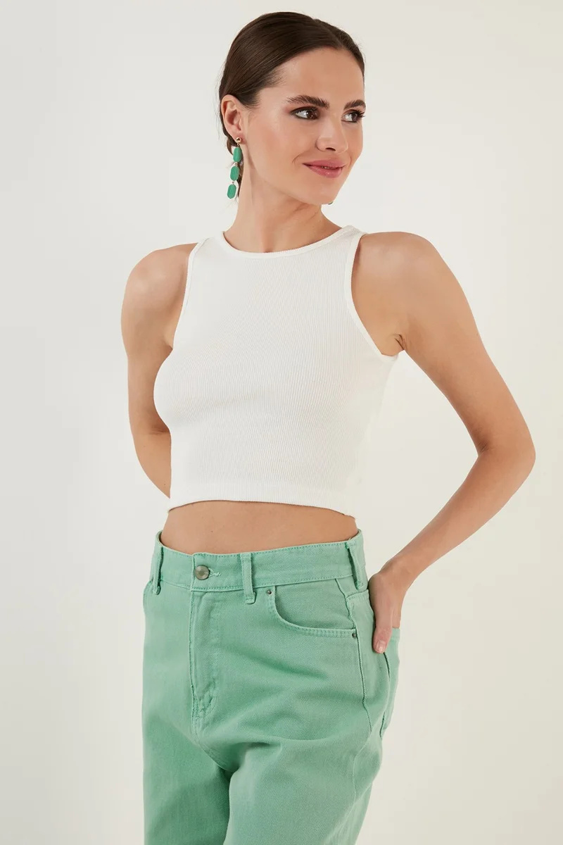 ليلا Cotton Corded Super Crop Knitted Undershirt Women's Undershirt 5864215