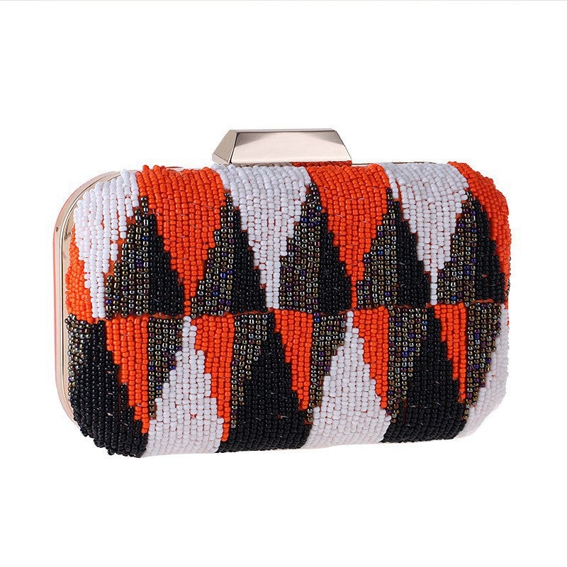 Small Square Bag Pu Women'S Hand-Held Dinner Bag High-End Beaded Contrast Beaded Embroidered Bag 6922-33 Banquet Bag - Image 5