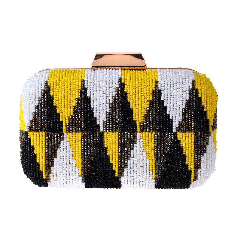 Small Square Bag Pu Women'S Hand-Held Dinner Bag High-End Beaded Contrast Beaded Embroidered Bag 6922-33 Banquet Bag - Image 4