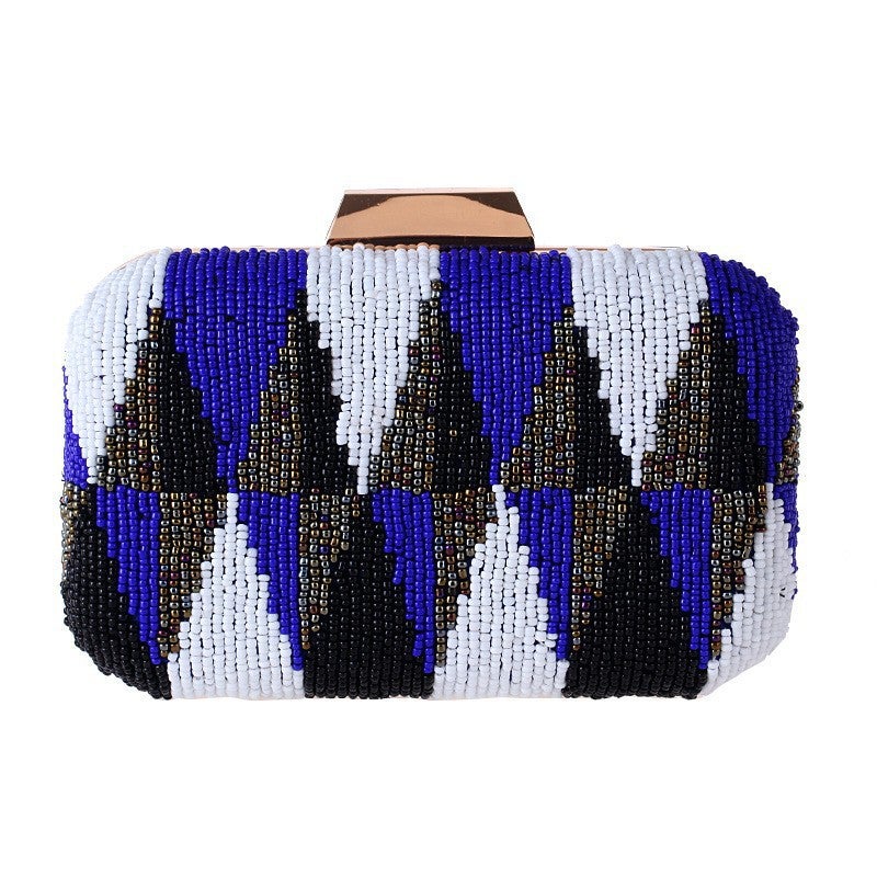 Small Square Bag Pu Women'S Hand-Held Dinner Bag High-End Beaded Contrast Beaded Embroidered Bag 6922-33 Banquet Bag - Image 3