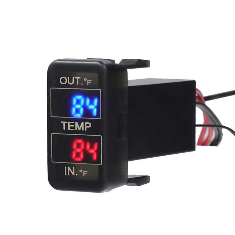 Timloon Car Internal and External Temperature Display, Fahrenheit, Dual Sensors, Toyota, Hilux, Vigo, Coaster, Corolla, Yaris (Type B)