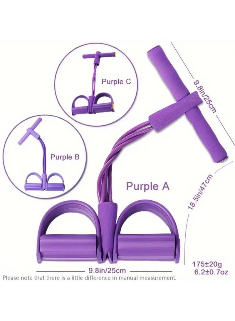 Abdominal and Arm Strengthener - Fitness Toning Belt 4 Tube Bands Elastic Foot Pedal Resistance Band for Home Gym Yoga Abdominal Waist Leg Arm - Resistance Band for Gym Workout - Multifunctional Resistance Training Tools, 4 Leg and Foot Trainers with Bands, Pull Ropes, Tubes and Pedal, for Yoga Fitness, Abdominal and Bodybuilding Expander Tools for Home Gym - Fitness Resistance Band - Resistance Pull Belt for Workout - Image 2