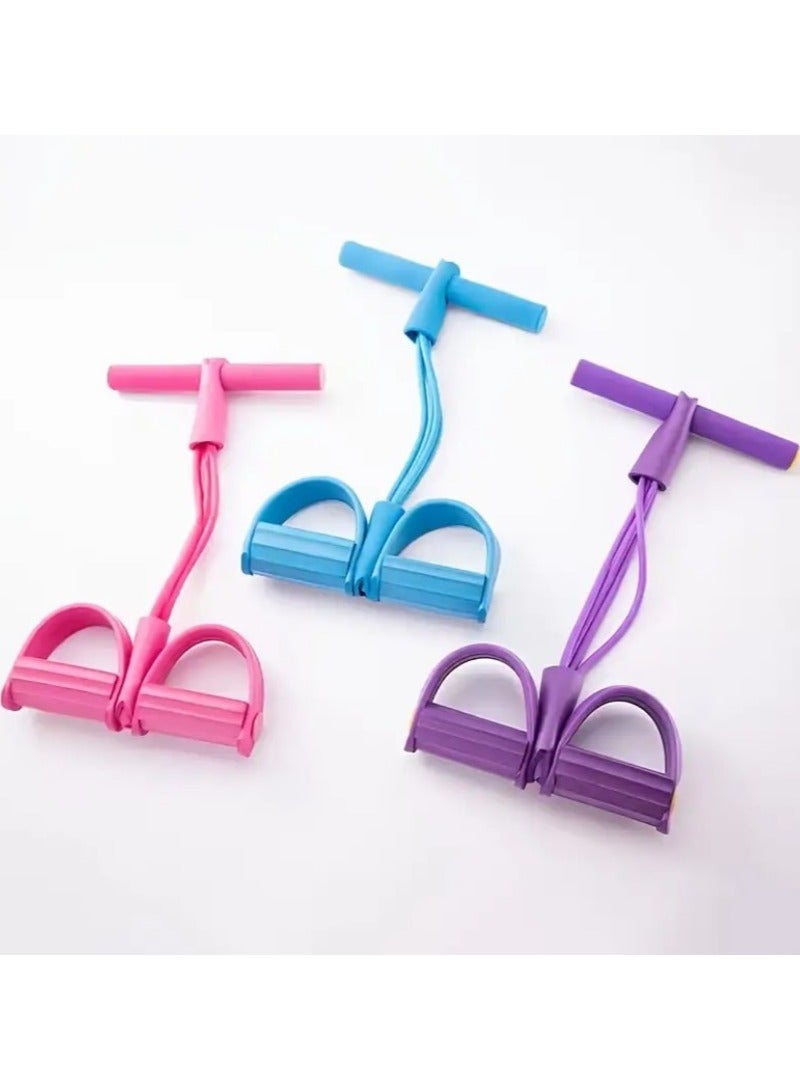 Abdominal and Arm Strengthener - Fitness Toning Belt 4 Tube Bands Elastic Foot Pedal Resistance Band for Home Gym Yoga Abdominal Waist Leg Arm - Resistance Band for Gym Workout - Multifunctional Resistance Training Tools, 4 Leg and Foot Trainers with Bands, Pull Ropes, Tubes and Pedal, for Yoga Fitness, Abdominal and Bodybuilding Expander Tools for Home Gym - Fitness Resistance Band - Resistance Pull Belt for Workout - Image 4