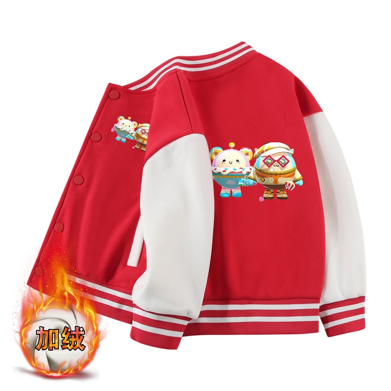 Boys' Autumn Jacket American Style Thickened Fleece Baseball Jacket For Kids In - Image 1