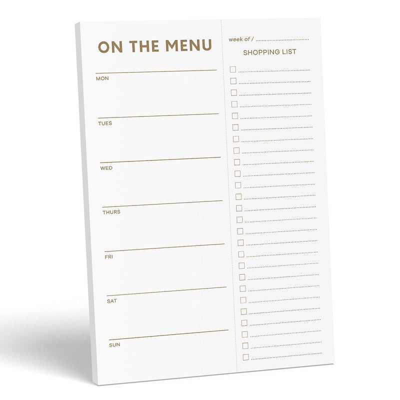Sweetzer & Orange Gold Meal Planner and Grocery List Magnetic Notepad. 7x10” Meal Planning Pad with Tear Off Shopping List. Plan Weekly Menu Food for Weight Loss or Dinner List for Family! - Image 1