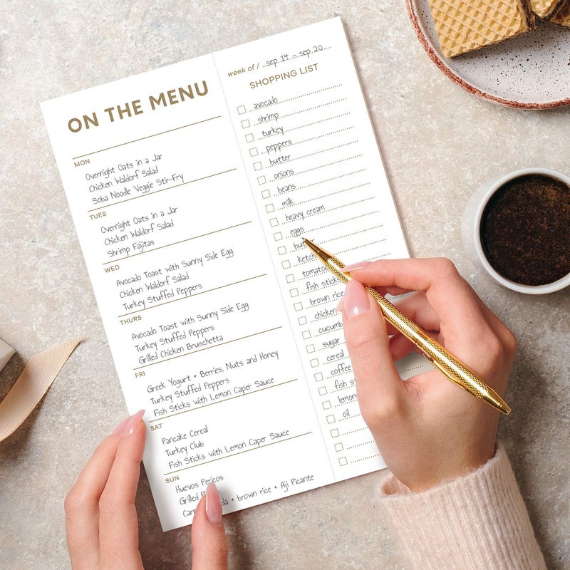 Sweetzer & Orange Gold Meal Planner and Grocery List Magnetic Notepad. 7x10” Meal Planning Pad with Tear Off Shopping List. Plan Weekly Menu Food for Weight Loss or Dinner List for Family! - Image 5