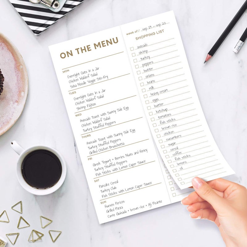 Sweetzer & Orange Gold Meal Planner and Grocery List Magnetic Notepad. 7x10” Meal Planning Pad with Tear Off Shopping List. Plan Weekly Menu Food for Weight Loss or Dinner List for Family! - Image 4