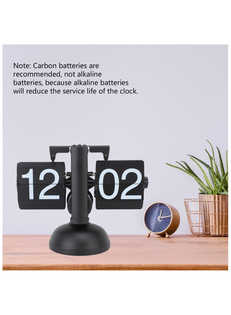 SYOSI Retro Digital Flip Down Clock, Vintage Mechanical Design Auto Flip Desk Clock Large Number, 24 Hours Internal Gear Operated Flip Table Clock for Home Office Hotel Café Christmas Decor (Black) - Image 3