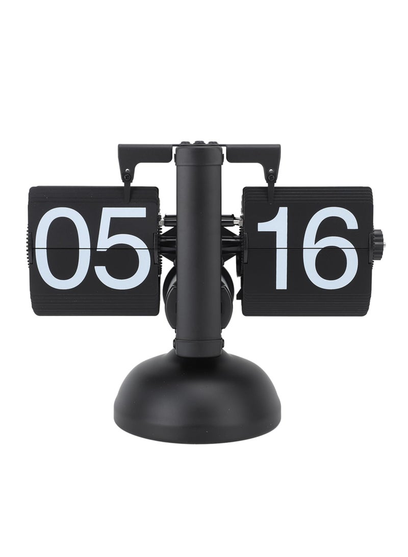 SYOSI Retro Digital Flip Down Clock, Vintage Mechanical Design Auto Flip Desk Clock Large Number, 24 Hours Internal Gear Operated Flip Table Clock for Home Office Hotel Café Christmas Decor (Black) - Image 1