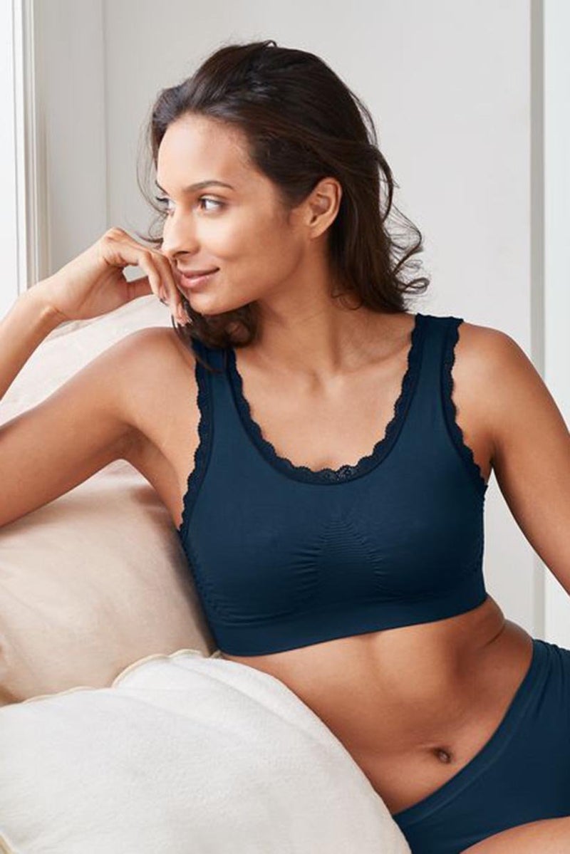 Tchibo Women Seamless Crop Bra, Navy - Image 1