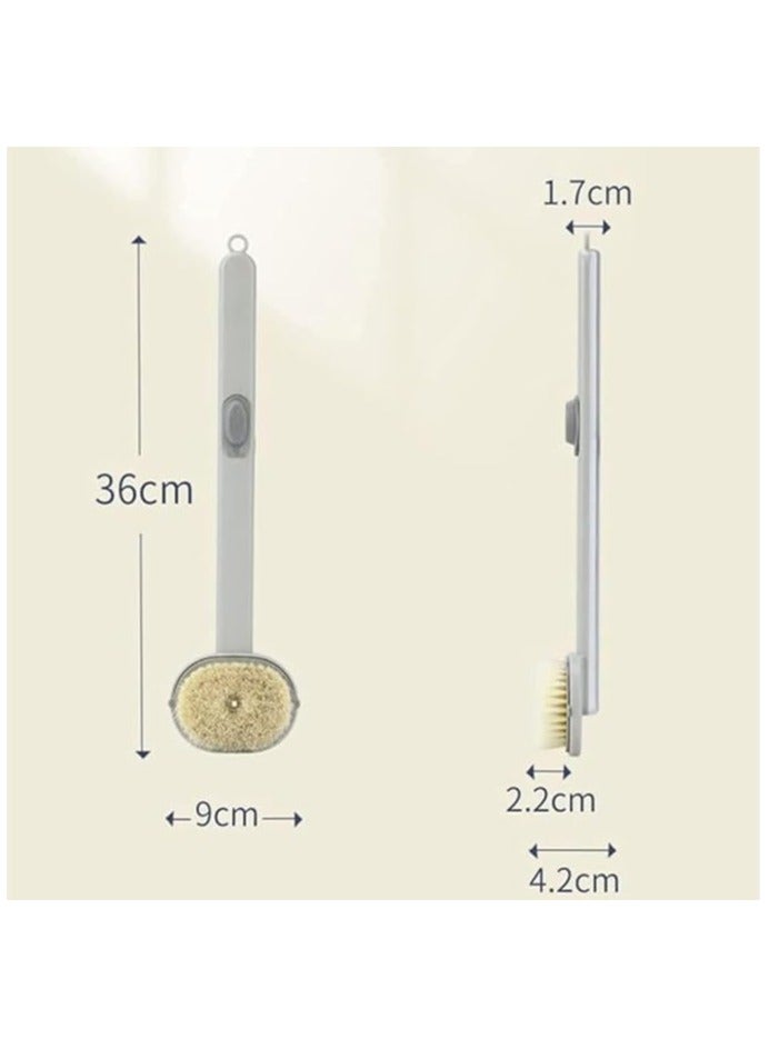 فرشاة حمام بمقبض طويل مع موزع صابون، فرشاة تنظيف الظهر وتدليك الجسم، شعيرات ناعمة للتنظيف العميق والتقشير والمناطق التي يصعب الوصول إليها (قطعة واحدة) (بني) - Image 2