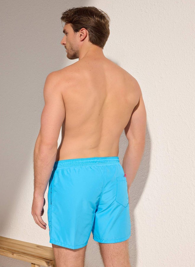 Trendyol Man Blue Standard Fit Embroidered Detailed Swimsuit Swim Shorts - Image 4