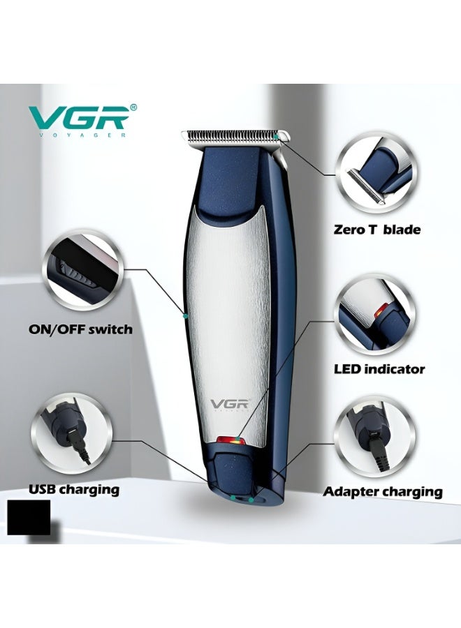 ماكينة حلاقة احترافية  VGR V-212 بلون أزرق في فضي  شفرات للحلاقة الدقيقة 3 أمشاط مرفقة وقت تشغيل 80 دقيقة شحن USB - Image 4