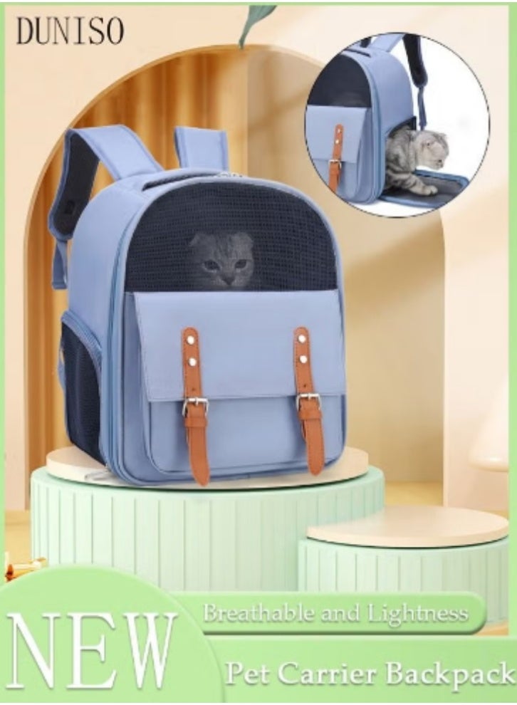 DUNISO DUNISO New Pet Carrier Backpack | Fresh Blue + Breathable Mesh Compartment, An Ideal Companion for Pet - Carrying Outings  - Image 1