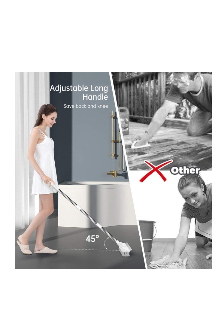 أوتدور.ماركت فرشاة تنظيف الأرضيات بمقبض طويل 110 سم – 2 في 1 فرشاة شعيرات صلبة وممسحة للأرضيات والبلاط والحمام والمطبخ والمرايا والتنظيف الخارجي - Image 4