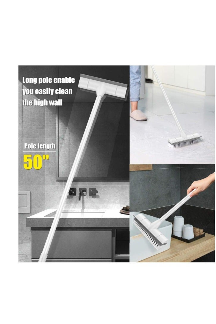 أوتدور.ماركت فرشاة تنظيف الأرضيات بمقبض طويل 110 سم – 2 في 1 فرشاة شعيرات صلبة وممسحة للأرضيات والبلاط والحمام والمطبخ والمرايا والتنظيف الخارجي - Image 3