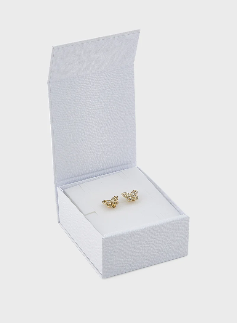 جس Lily Butterfly Stud Earrings