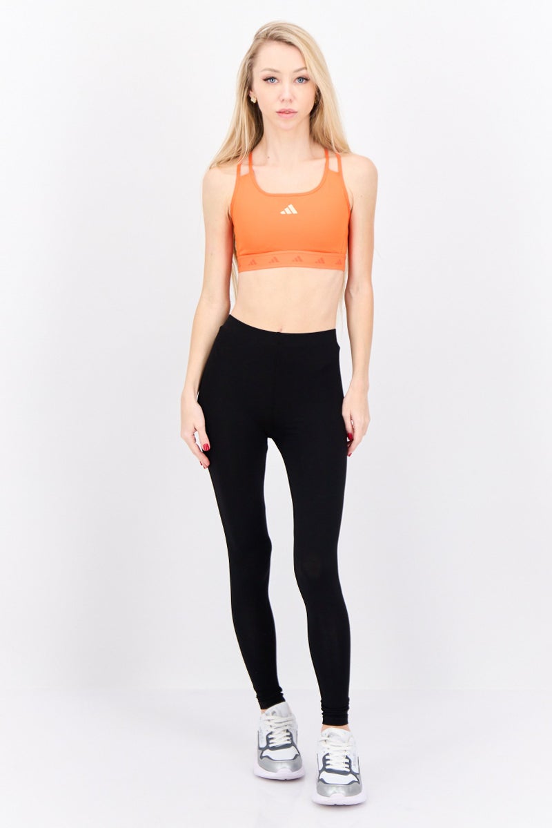 Adidas Women Brand Logo Medium Support Sports Bra, Orange - Image 4