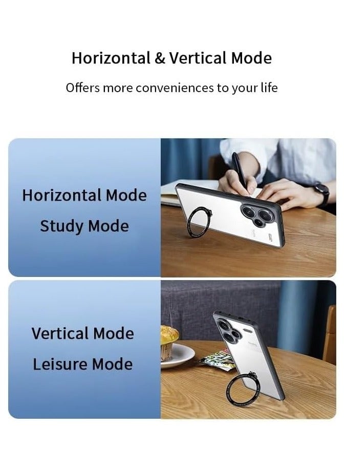عام العلبة المغناطيسية المتوافقة مع حالة Xiaomi Redmi Note 13 Pro Plus، حالة الوقوف بحلقة مغناطيسية، وسادة هوائية، شفافة غير صفراء، غطاء خلفي من البولي كربونات والبولي يوريثين للحماية من السقوط. - Image 3
